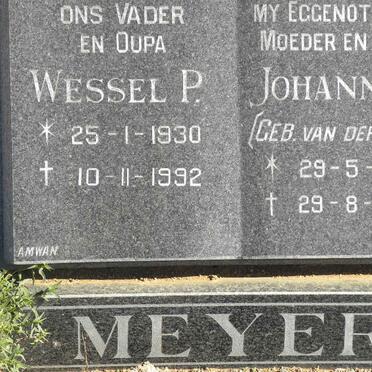 MEYER Wessel P. 1930-1992 &amp; Johanna E. VAN DER MERWE 1933-1990