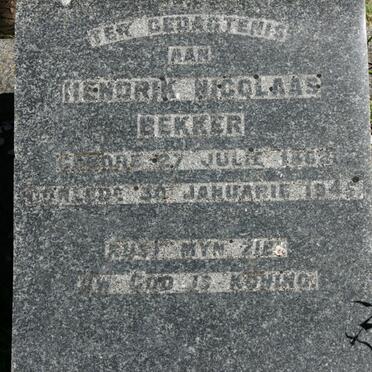 BEKKER Hendrik Nicolaas 1862-1945