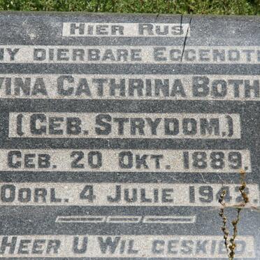 BOTHMA Levina Catharina nee STRYDOM 1889-1942