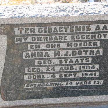 BOTHA Anna M.J. nee STAATS 1904-1941