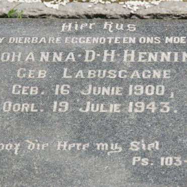 HENNING Johanna D.H. nee LABUSCHAGNE 1900-1943