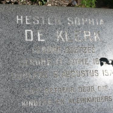 KLERK Hester Sophia, de nee COETZEE 18??-1974