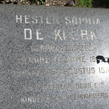 KLERK Hester Sophia, de nee COETZEE 18??-1974