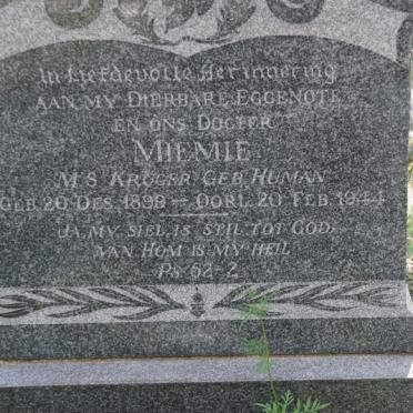 KRUGER M.S. nee HUMAN 1899-1944