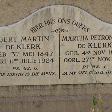 KLERK Gert Martin, de 1847-1924 &amp; Martha Petronella 1849-1911