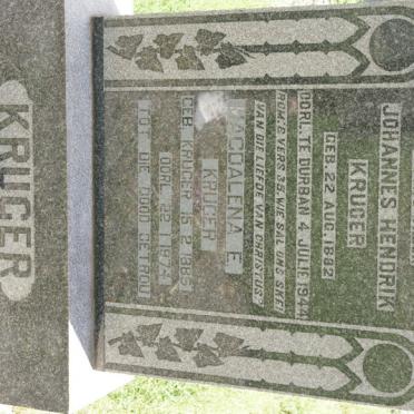 KRUGER Johannes Hendrik 1882-1944 &amp; Magdalena E. KRUGER 1885-1974