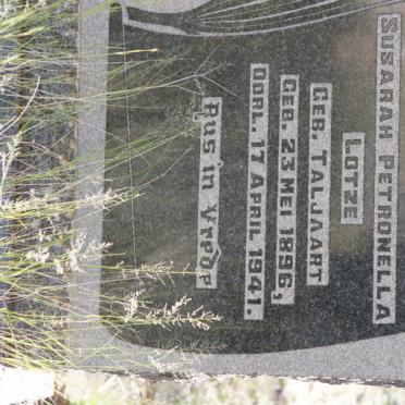 LOTZE Susarah Petronella nee TALJAART 1896-1941