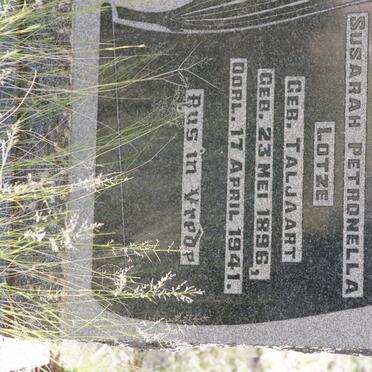 LOTZE Susarah Petronella nee TALJAART 1896-1941