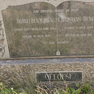 OELOFSE Christian Hendrik 1854-1931 &amp; Dorothea Maria HATTINGH 1864-1951