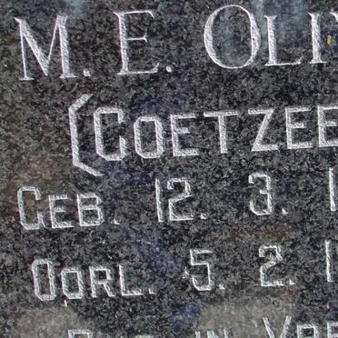 OLIVIER J.M.E. nee COETZEE 1888-1942