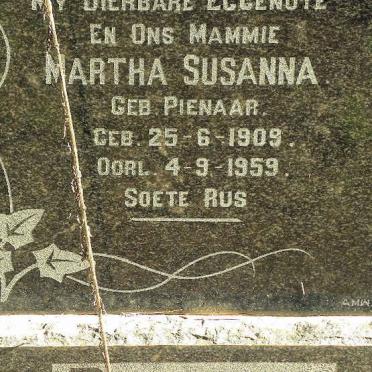 PUTTER Martha Susanna nee PIENAAR 1909-1959