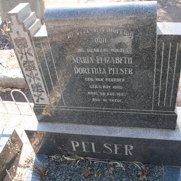 PELSER Maria Elizabeth Dorethea nee VAN HEERDEN 1880-1951