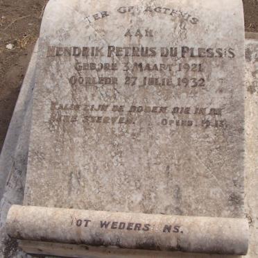 PLESSIS Hendrik Petrus, du 1921-1932