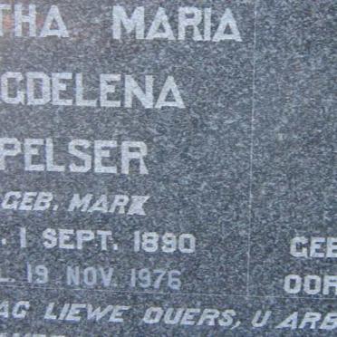 PELSER Pieter Hendrik 1879-1952 &amp; Martha Maria Magdelena MARX 1890-1976