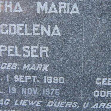 PELSER Pieter Hendrik 1879-1952 &amp; Martha Maria Magdelena MARX 1890-1976