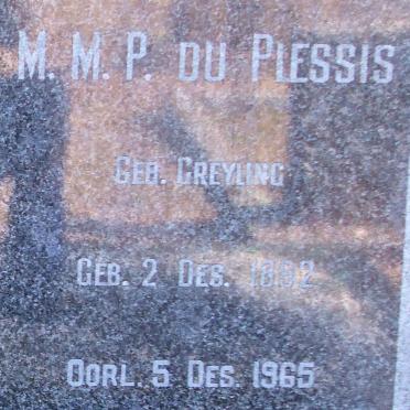 PLESSIS M.M.P., du nee GREYLING 1892-1965