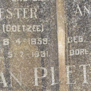 PLETZEN Andries, van 1851-1921 &amp; Hester COETZEE 1859-1931