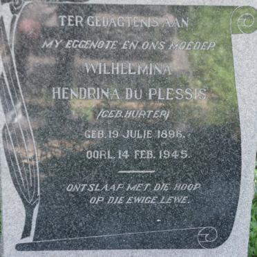PLESSIS Wilhelmina Hendrina, du  nee HURTER 1896-1945