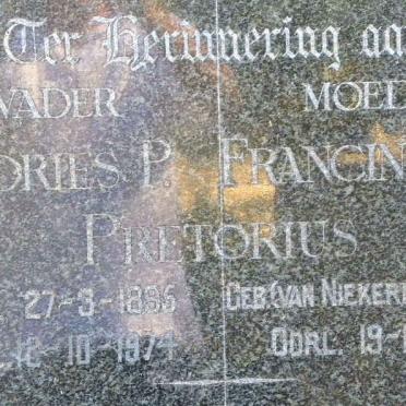 PRETORIUS Andries P. 1895-1974 &amp; Francina H.J. VAN NIEKERK 1