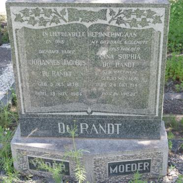 RANDT Johannes Jacobus, du 1878-1954 &amp; Anna Sophia HATTINGH 1861-1945