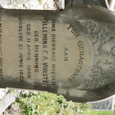 VORSTER Willemina F.A. nee HENNING 1860-1929
