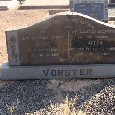 VORSTER Kobus 1904-1988 &amp; Jacoba VAN PLETZEN 1905-1967