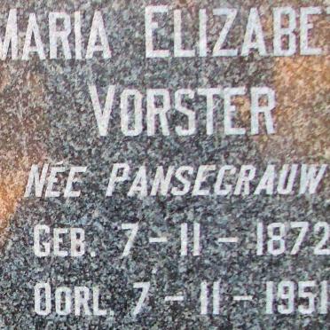 VORSTER Maria Elizabeth nee PANSEGRAUW 1872-1951