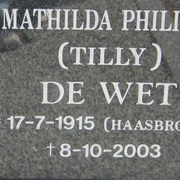WET Mathilda Philippa, de nee HAASBROEK 1915-2003