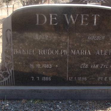 WET Daniel Rudolph, de 1883-1965 Maria Aletta ZYL van 1895-1968