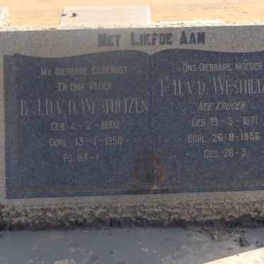 WESTHUIZEN B.J.D., van der 1860-1950 &amp; F.H. KRUGER 1871-1956