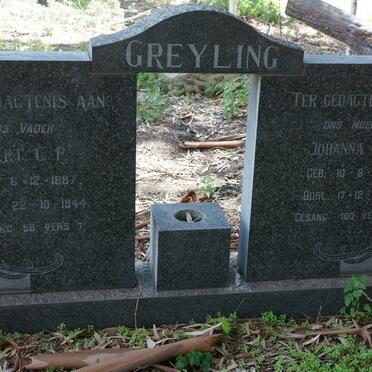 GREYLING Gert C.P. 1887-1944 &amp; Johanna A.A. 1874-1966