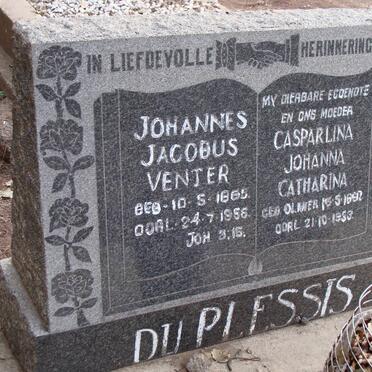 PLESSIS Johannes Jacobus Venter, du 1885-1956 &amp; Casparlina Johanna Catharina OLIVIER 1892-1953