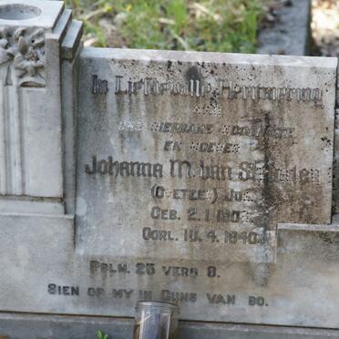 STRAATEN Johanna M., van nee COETZEE 1900-1940