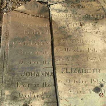 SMITH Jacobus Johannes 1867-1868 :: SMITH Catherine Petronella 1868-1870 :: SMITH Johanna Elizabeth 1868-1870