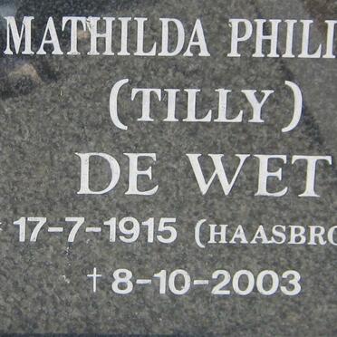 WET Mathilda Philippa, de nee HAASBROEK 1915-2003