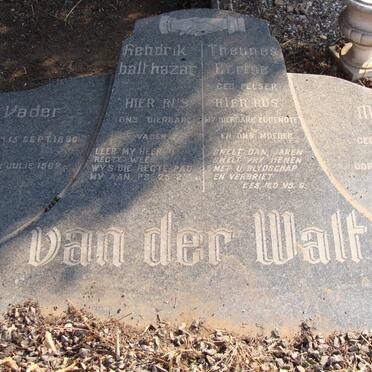 WALT Hendrik Balthazar, van der 1880-1962 &amp; Theunes Gertse neé PELSER 1878-1948