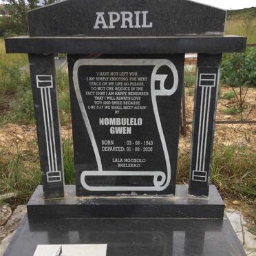 APRIL Nombulelo Gwen 1943-2020