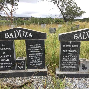 BADUZA Tandekile Minah 1924-2011 :: BADUZA Ntsikelelo Herming 1970-1984 &amp; Nomathamsanqa Dodo 1971-2010