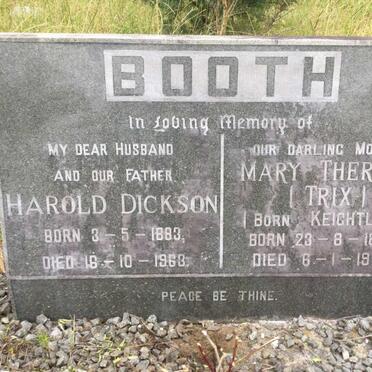 BOOTH Harold Dickson 1883-1963 &amp; Mary Theresa KEIGHTLEY 1888-1876