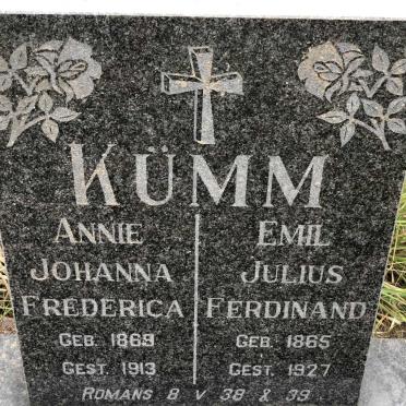 KUMM Emil Julius Ferdinand 1865-1927 &amp; Annie Johanna Frederica 1869-1913