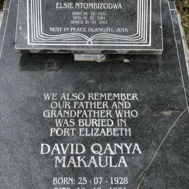 MAKAULA David Qanya 1928-1964 &amp; Elsie Ntombizodwa 1931-2001