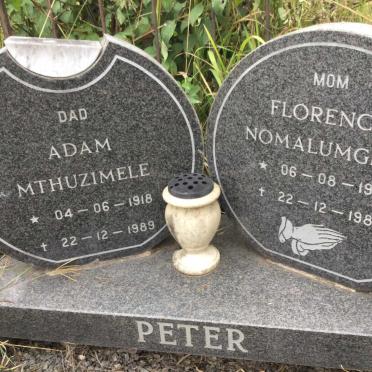 PETER Adam Mthuzimele 1918-1989 &amp; Florence Nomalumgelo 1921-1989