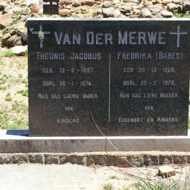 MERWE Theunis Jacobus, van der 1897-1974 &amp; Fredrika 1905-1970