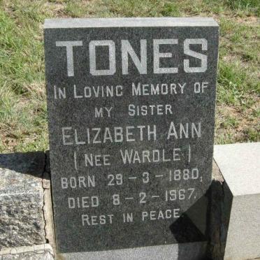 TONES Elizabeth Ann nee WARDLE 1880-1967