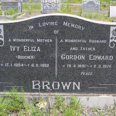 BROWN Gordon Edward 1891-1974 &amp; Ivy Eliza  BOUCHER 1894-1982