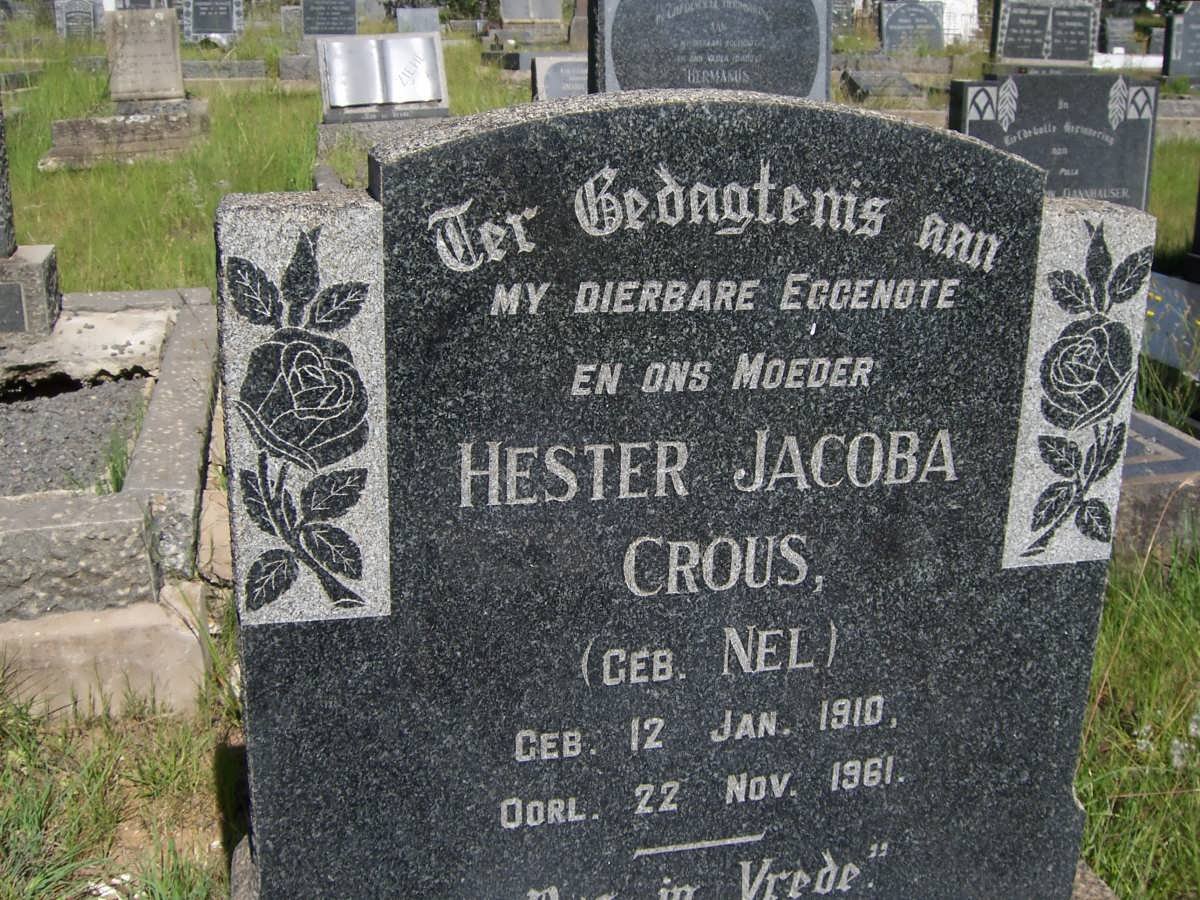 CROUS Hester Jacoba nee NEL 1910-1961