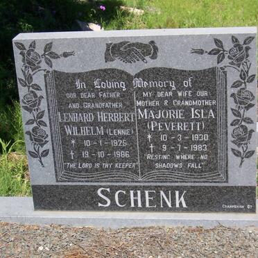 SCHENK Lenhard Herbert Wilhelm 1925-1986 &amp; Marjorie Isla PEVERETT 1930-1983
