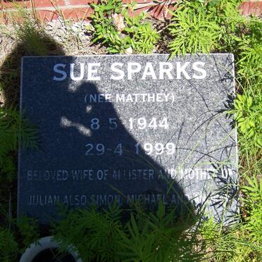SPARKS Sue nee MATTHEY 1944-1999