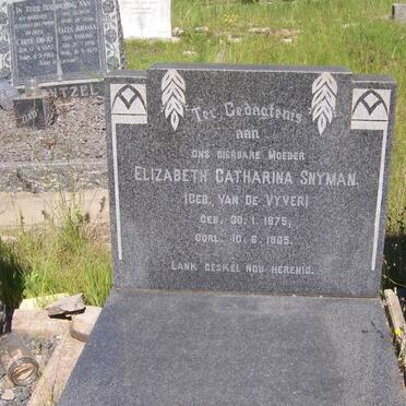 SNYMAN Pieter Rasmus  1873-1928 &amp; Elizabeth Catharina van de VYVER 1875-1965