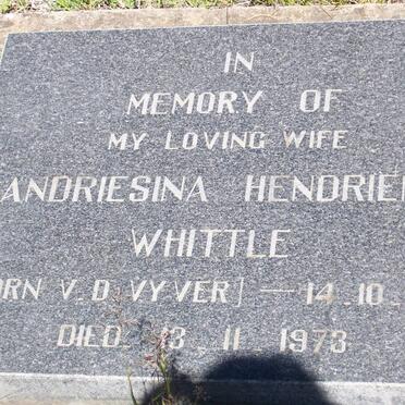 WHITTLE Andriesina Hendriena  nee v.d. VYVER 1912-1973